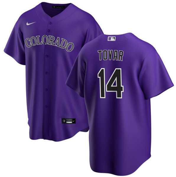 Mens Colorado Rockies #14 Ezequiel Tovar Purple Cool Base Stitched Baseball Jersey Dzhi->colorado rockies->MLB Jersey